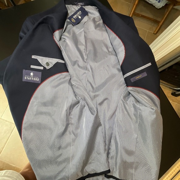 NWT Stafford Executive Classic Fit Blazer Navy Wool Men 48 REG Gold‎ Buttons - Picture 13 of 14